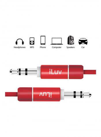 Aux-in Cable For Audio Transfer 3feet Red