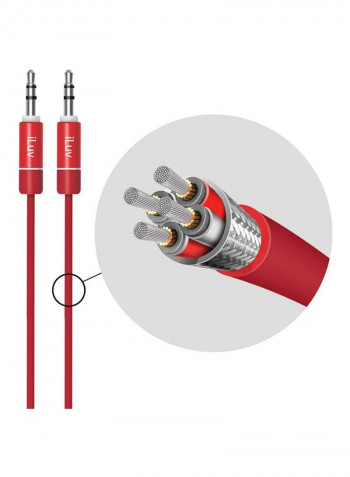 Aux-in Cable For Audio Transfer 3feet Red