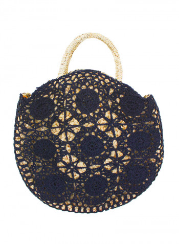 Chakra Crochet Basket Tote Bag Black/Beige