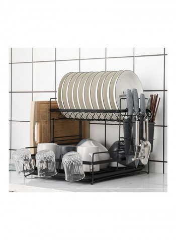 Carbon Steel Dish Rack Large Capacity Storage Rack for Dishes Multifunctional Kitchen Rack Kitchen Sink Drying Shelf Bowl Holder Tool Holder Storage Box with Chopsticks Holder Black Black 45*25*36cm