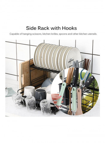 Carbon Steel Dish Rack Large Capacity Storage Rack for Dishes Multifunctional Kitchen Rack Kitchen Sink Drying Shelf Bowl Holder Tool Holder Storage Box with Chopsticks Holder Black Black 45*25*36cm