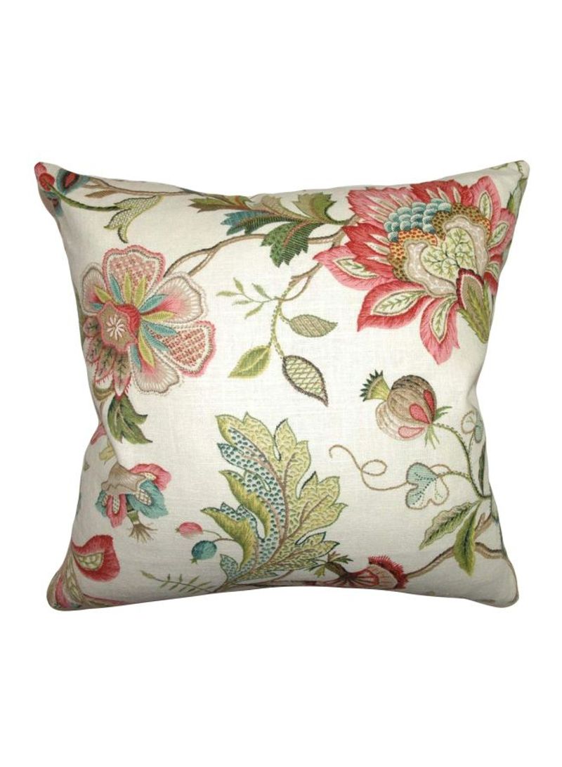 Adele Crewels Floral Printed Throw Pillow Yellow/Red/Pink 18x4x18inch