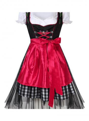 Plaid Mesh Stitching Line Formal Suit Red