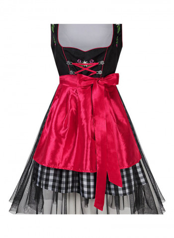 Plaid Mesh Stitching Line Formal Suit Red
