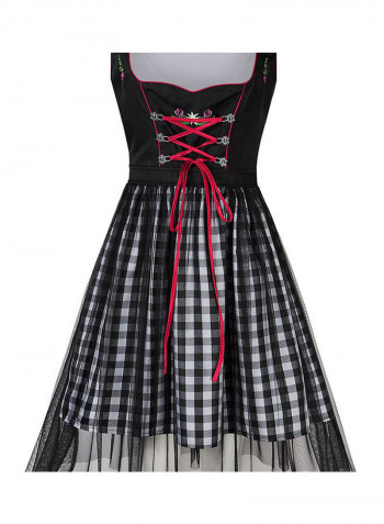 Plaid Mesh Stitching Line Formal Suit Red