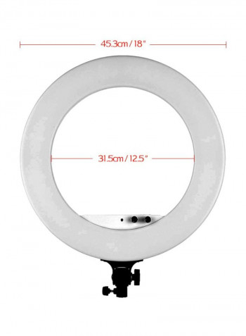 LED Fill-In Ring Light With Carrying Bag 18inch White/Black