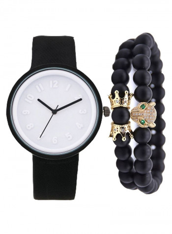 Men's 2-Piece Canvas Analog Watch And Bracelet Set 2007
