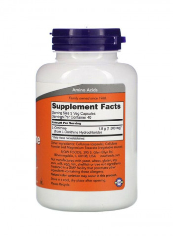 Pack Of 2 L-Ornithine Fitness Amino Acid 500mg - 120 Capsules