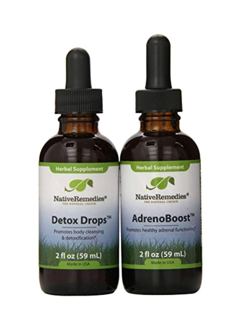 2-Piece Adreno Boost And Detox Drops Herbal Supplement Set