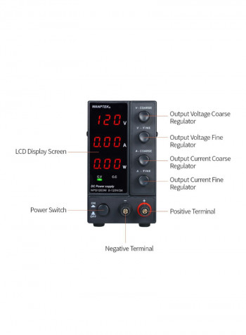 3-Digit LED Display High Precision Adjustable Mini Power Supply Black