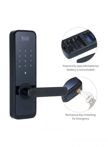 Portable LCD Touched Panel Digital Door Lock Black 24.6x6.9x14.9centimeter