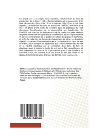 Amelioration Du Flux De Production Et Conception D'Un Banc De Test Paperback