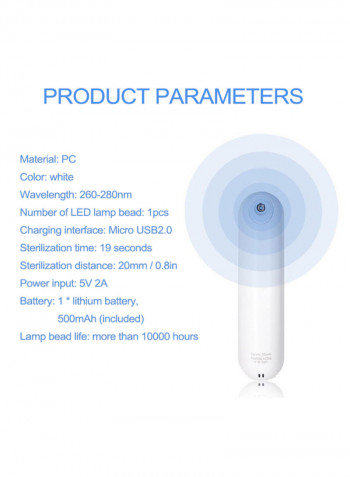 Handheld Disinfection Antimite UV Sterilization Lamp White 16.1 x 8 x 2.9centimeter