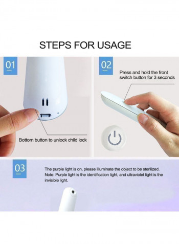 Handheld Disinfection Antimite UV Sterilization Lamp White 16.1 x 8 x 2.9centimeter