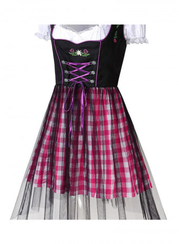 Plaid Mesh Stitching Line Formal Suit Purple