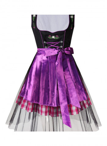 Plaid Mesh Stitching Line Formal Suit Purple