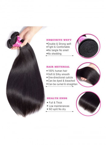 Straight Hair Extension Set Black 16inch