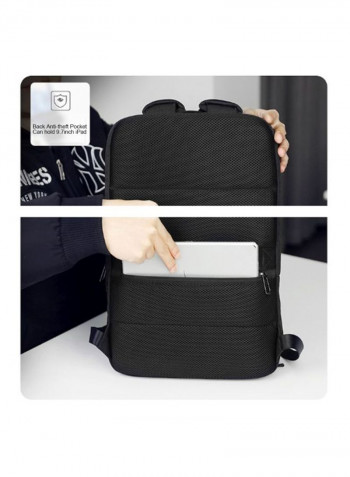 USB Laptop Hiking Backpack With Raincover Black
