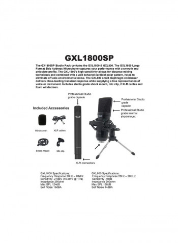 Condenser Mic Studio pack  GXL1800SP Black