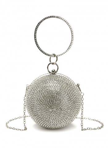 Leather Clutch Silver