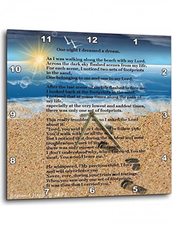 DPP 204469 3 Footprints In The Sand On Beach With Poem Wall Clock Multicolour 15 x15inch
