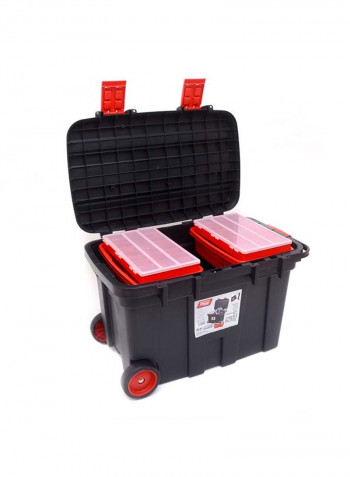 Portable Rolling Tool Box With Telescopic Handle Black/Red 77.5X47.2X49.3centimeter