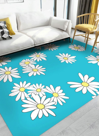 1 Piece Rug Anti-Skidding Flower Print Soft Living Room Bedroom Floor Mat Blue 80*180 (W*L)cmcm