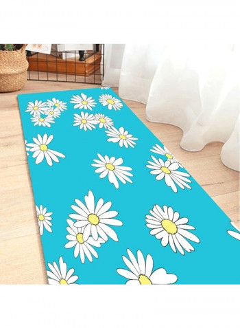 1 Piece Rug Anti-Skidding Flower Print Soft Living Room Bedroom Floor Mat Blue 80*180 (W*L)cmcm