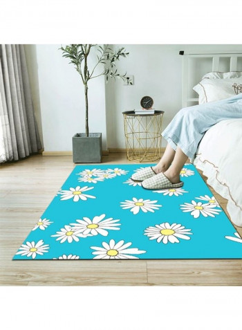 1 Piece Rug Anti-Skidding Flower Print Soft Living Room Bedroom Floor Mat Blue 80*180 (W*L)cmcm