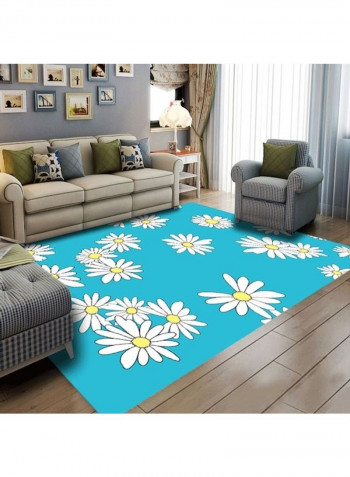 1 Piece Rug Anti-Skidding Flower Print Soft Living Room Bedroom Floor Mat Blue 80*180 (W*L)cmcm