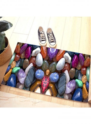 1-Piece Anti-Skidding Stone Printed Soft Floor Mat Multicolour 80x180cm