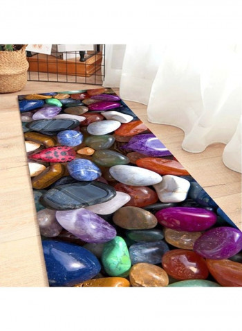 1-Piece Anti-Skidding Stone Printed Soft Floor Mat Multicolour 80x180cm
