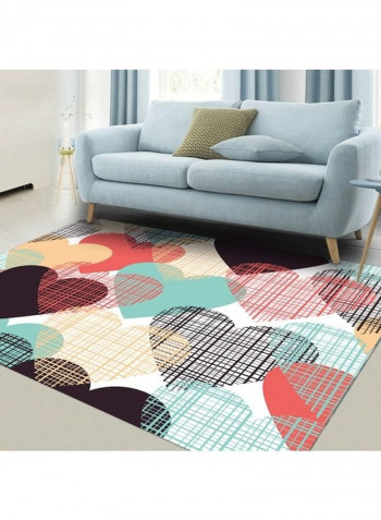 Anti-Skidding Heart Print Soft Floor Mat Multicolour 80 x 180cm
