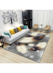 Feather Printed Carpet Grey/Beige/Brown 80x180cm