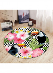 Floral Printed Round Floor Mat Multicolour 160cm