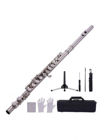 16-Hole Silver Plated Flute With Box