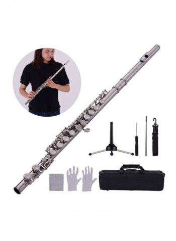 16-Hole Silver Plated Flute With Box