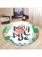 3D Flamingo Print Round Durable Rug Multicolour L