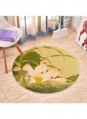 Floral Printed Round Rug Multicolour 160x160cm