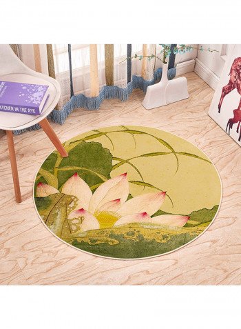 Floral Printed Round Rug Multicolour 160x160cm