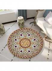 Rug Simple Classic Print Bedroom Round Durable Rug Multicolour Lcm