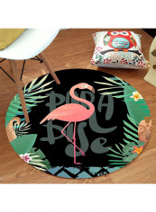 Rug Simple Flamingo Print Bedroom Round Durable Rug Multicolour Lcm
