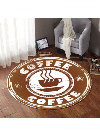 Simple Coffee Print Rounded Floor Rug Multicolour Large