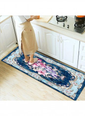 Floral Design Carpet Blue/Pink/Green 80x180cm