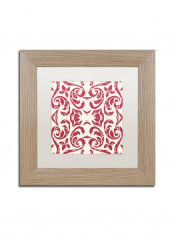 Damask Red Framed Wall Art Red/White 11 x 11inch