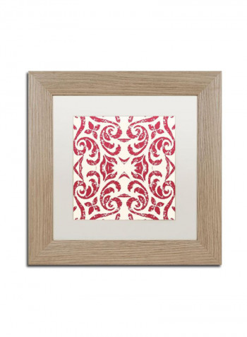 Damask Red Framed Wall Art Red/White 11 x 11inch