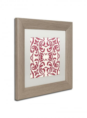 Damask Red Framed Wall Art Red/White 11 x 11inch