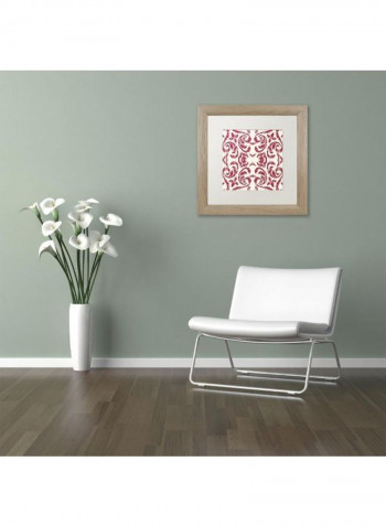 Damask Red Framed Wall Art Red/White 11 x 11inch