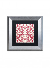 Damask Red Silver Framed Wall Art Red/White 11 x 11inch