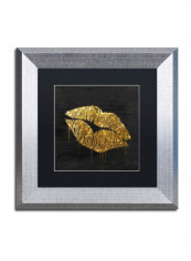 Gold Ornate Frameen Lips Silver Framed Wall Art Black/Gold 11 x 11inch